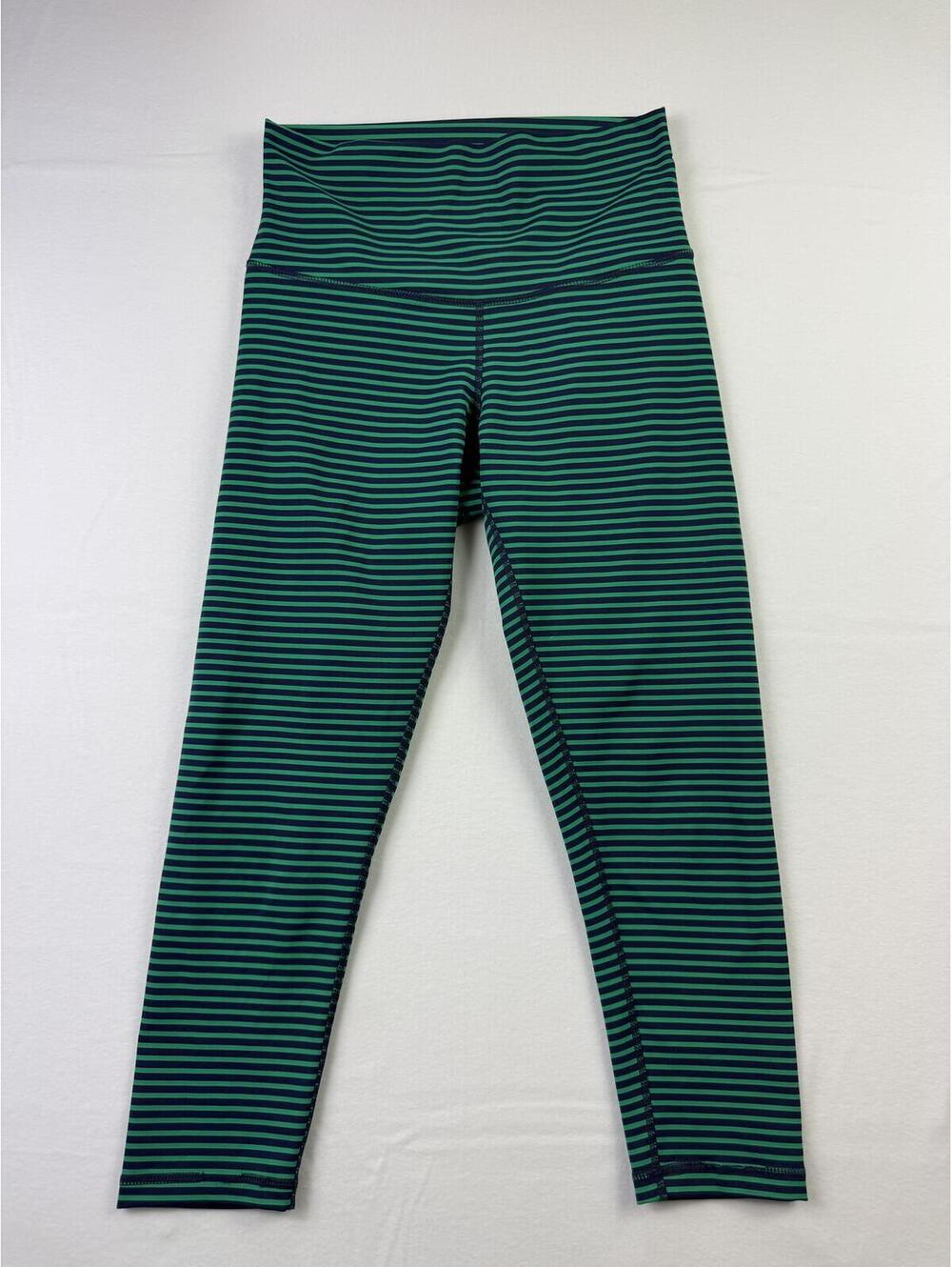 Define Your Inspiration DYI Medium Striped Leggings Green and Navy